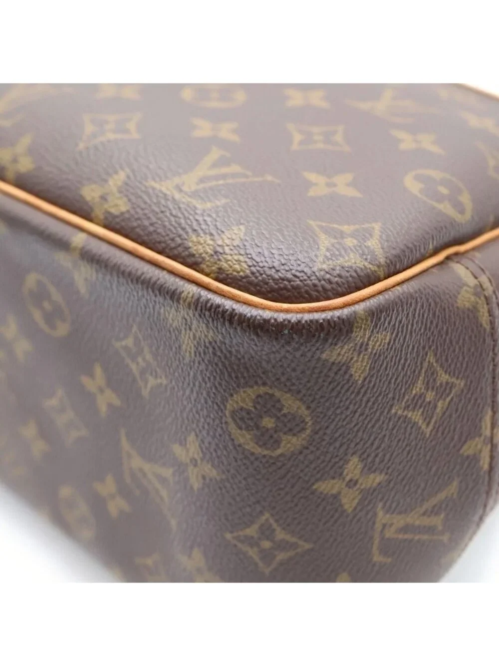 Louis Vuitton Monogram Deauville Leather Handbag Brown